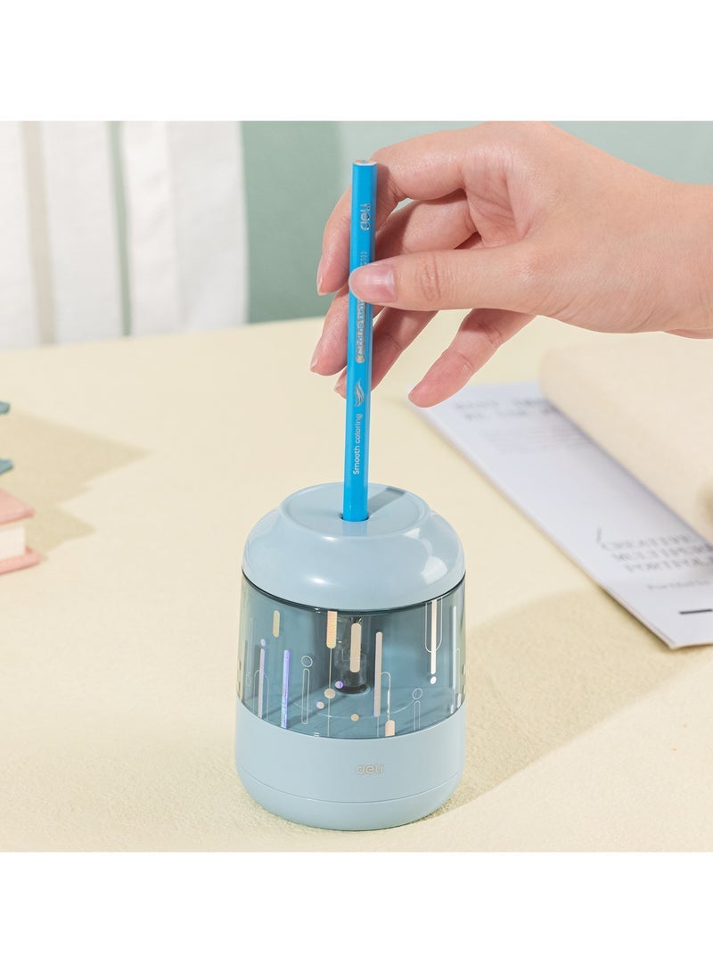 Deli EH508-BL Electric Pencil Sharpener Blue Clean Auto-Sharpen for School Desk - Image 4