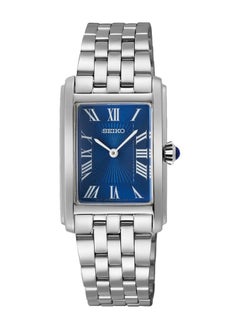 Seiko سايكو ساعة نسائية بحزام من الفولاذ المقاوم للصدأ بقرص أزرق كلاسيكي SWR085P 