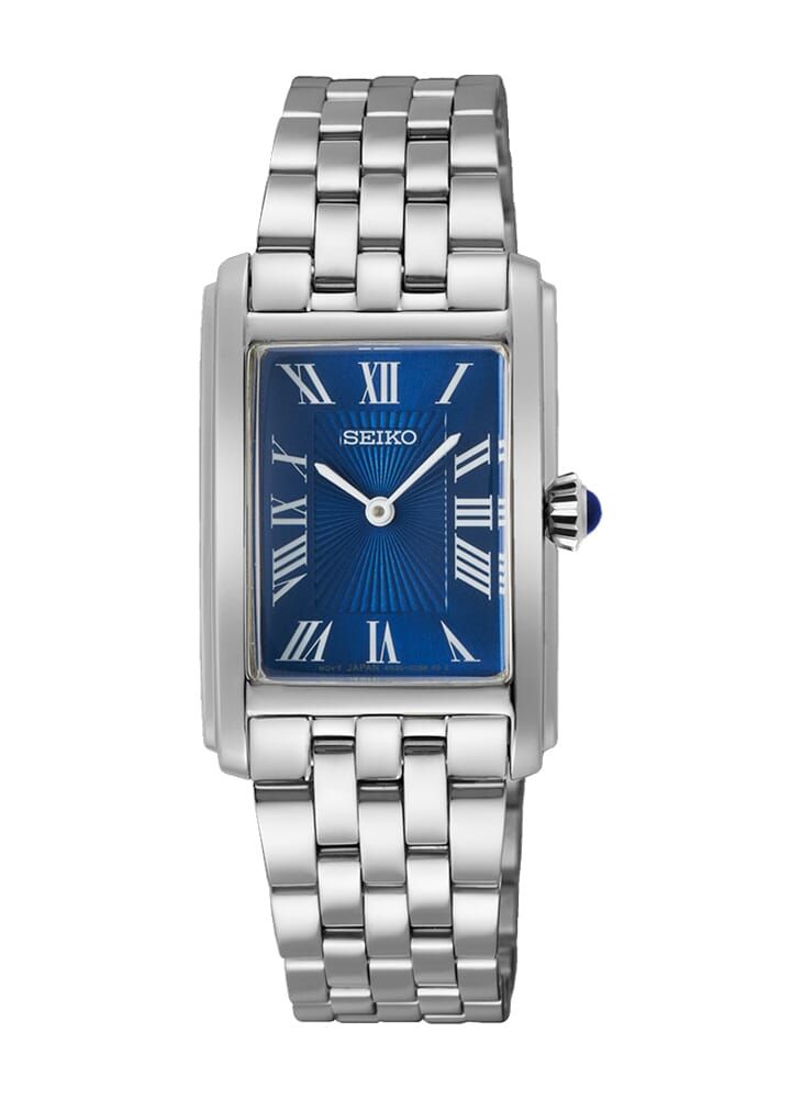 Seiko - سايكو ساعة نسائية بحزام من الفولاذ المقاوم للصدأ بقرص أزرق كلاسيكي SWR085P - Image 1