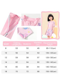 VUCATIN Girls Siamese Swimsuit Rash Guard Short Sleeve Swimsuit Kids Swimwear Water Sports Sun Protection Bathing Suits With Skirts (B)  - Image 5