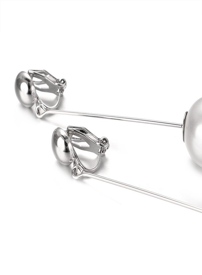 Yoursfs Ivory Pearl Clip On Earrings Dangle for Women Faux White Pearl Dangle Earrings Non Pierced Earrings Fashion Jewelry - Image 5