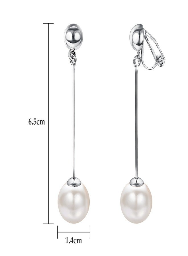Yoursfs Ivory Pearl Clip On Earrings Dangle for Women Faux White Pearl Dangle Earrings Non Pierced Earrings Fashion Jewelry - Image 2