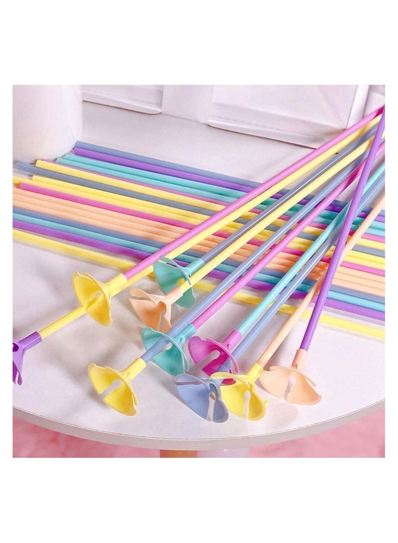 JOLLITY LLC حامل بالونات ملونة ماكرون بأعمدة متعددة الألوان مجموعة طويلة من الأكواب والعصي لتزيين حفلات عيد الميلاد وحفلات استقبال المواليد عبوة من 40 قطعة - Image 3