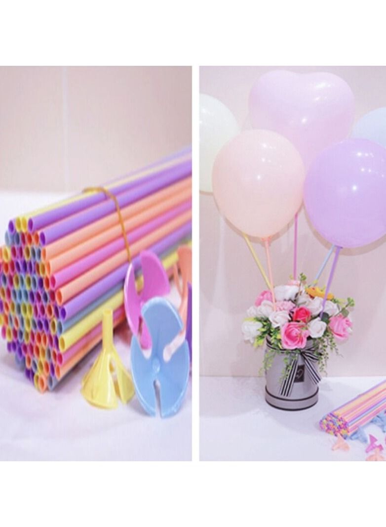 JOLLITY LLC حامل بالونات ملونة ماكرون بأعمدة متعددة الألوان مجموعة طويلة من الأكواب والعصي لتزيين حفلات عيد الميلاد وحفلات استقبال المواليد عبوة من 40 قطعة - Image 1