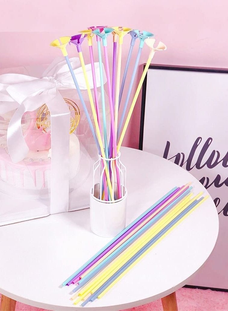 JOLLITY LLC حامل بالونات ملونة ماكرون بأعمدة متعددة الألوان مجموعة طويلة من الأكواب والعصي لتزيين حفلات عيد الميلاد وحفلات استقبال المواليد عبوة من 40 قطعة - Image 2