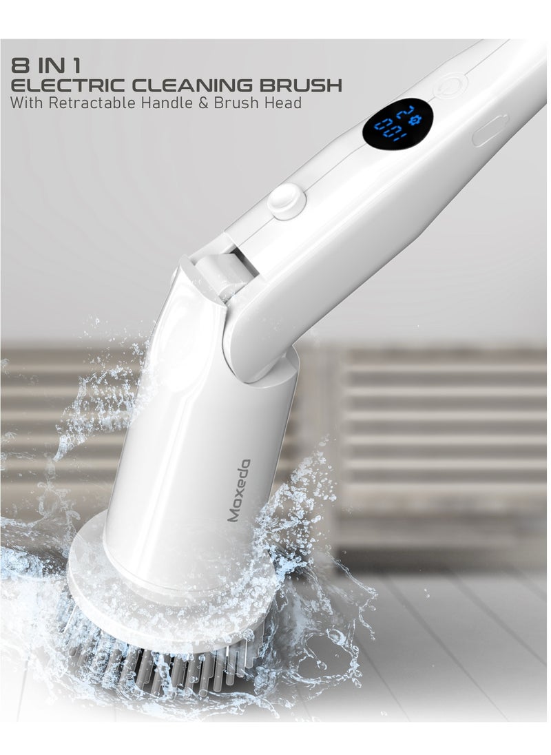 Moxedo - Moxedo 8 in 1 Electric Cleaning Brush Cordless Handheld Spin Scrubber  Detachable Telescopic Handle with 8 Replaceable Brush Heads for Bathtub, Wall, Tile, Toilet, Window and Sink - Image 1
