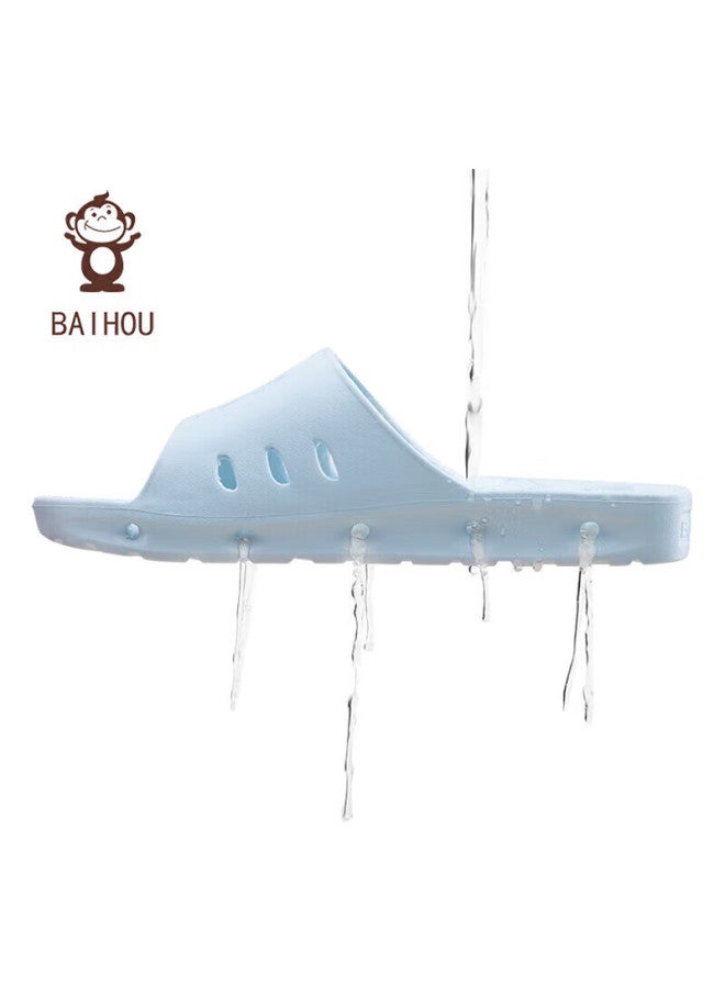 Baihou White Monkey Bathroom Shower Leakproof Anti-slip Massage Couple Home Slippers Women Light Blue 40-41 - Image 3