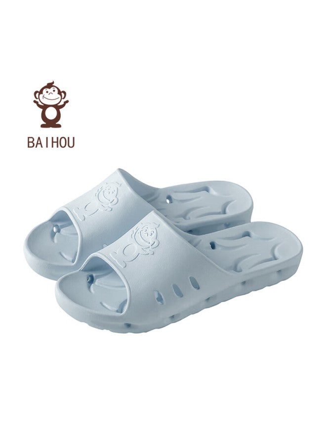 Baihou White Monkey Bathroom Shower Leakproof Anti-slip Massage Couple Home Slippers Women Light Blue 40-41 - Image 1