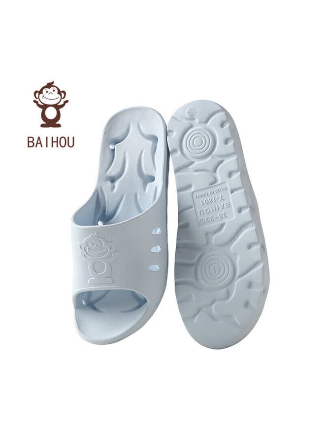 Baihou White Monkey Bathroom Shower Leakproof Anti-slip Massage Couple Home Slippers Women Light Blue 40-41 - Image 4