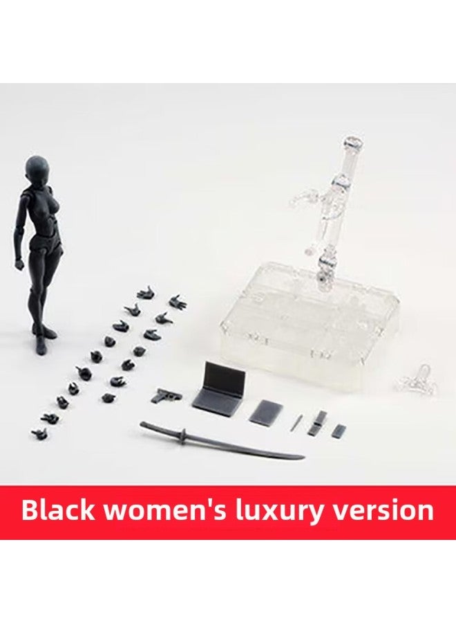 SHF Human Body Model Plain Body Hand Figure Freeze-frame Movable Drawing Painting Art Cartoon Sketch Men And Women-Color:Shf Black Female  - Image 1