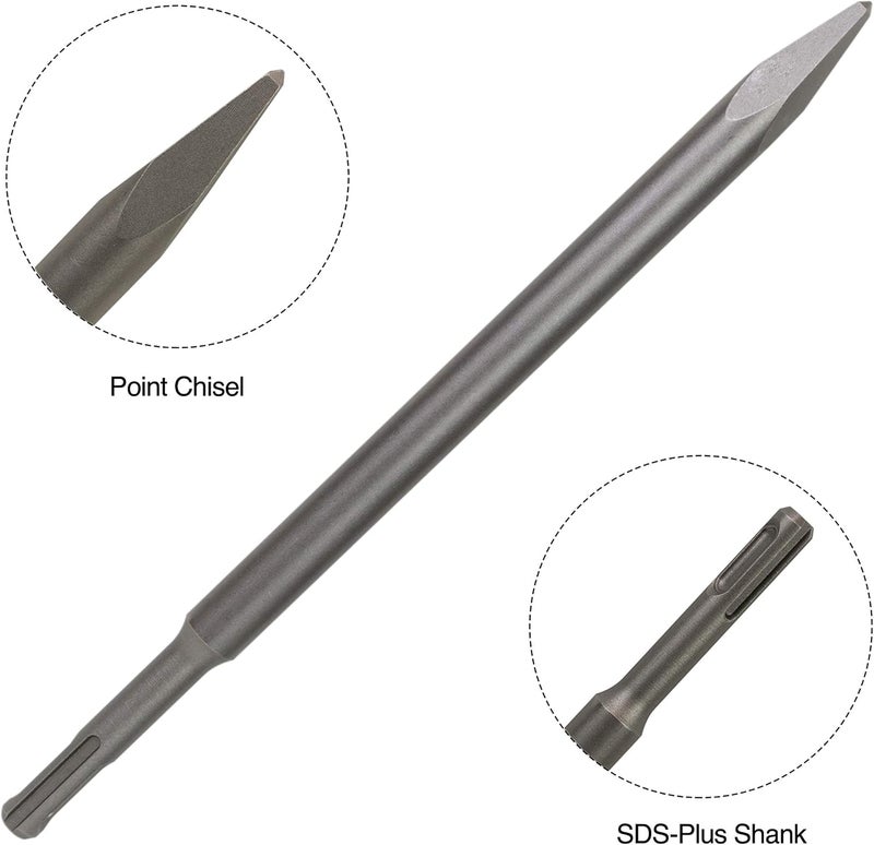 Sabre Tools SDS Plus 4-Piece Chisel Set, Thinset Scraping Bit 3” x 10” Thinset Scaling Chisel, Point Chisel, Flat Chisel, Wide Chisel - SDS Chisel Bits for Hammer Drills – Tile Removal - Image 3