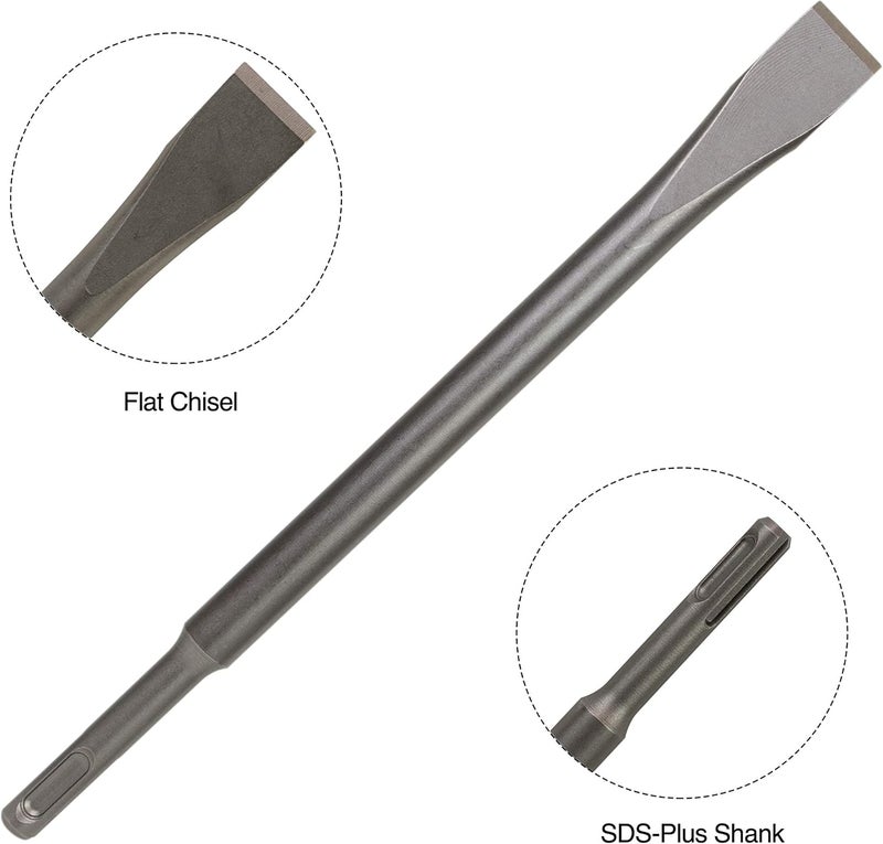 Sabre Tools SDS Plus 4-Piece Chisel Set, Thinset Scraping Bit 3” x 10” Thinset Scaling Chisel, Point Chisel, Flat Chisel, Wide Chisel - SDS Chisel Bits for Hammer Drills – Tile Removal - Image 4