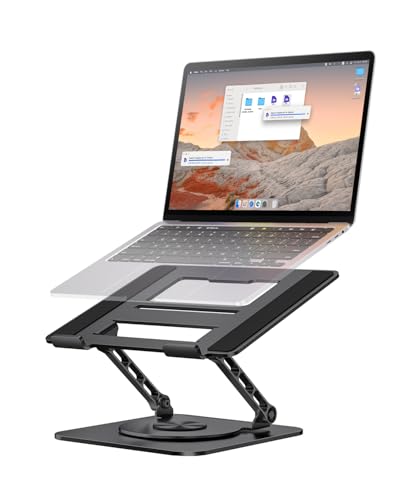 MCHOSE Laptop Stand for Desk Ergonomic Laptop Riser with 360 Rotating Base Foldable Notebook Computer Holder Stand Compatible with MacBook Air Pro Dell XPS More 1015 Laptops Black - Image 1