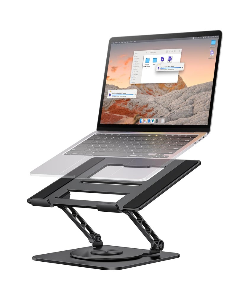 MCHOSE Laptop Stand for Desk Ergonomic Laptop Riser with 360 Rotating Base Foldable Notebook Computer Holder Stand Compatible with MacBook Air Pro Dell XPS More 1015 Laptops Black - Image 2