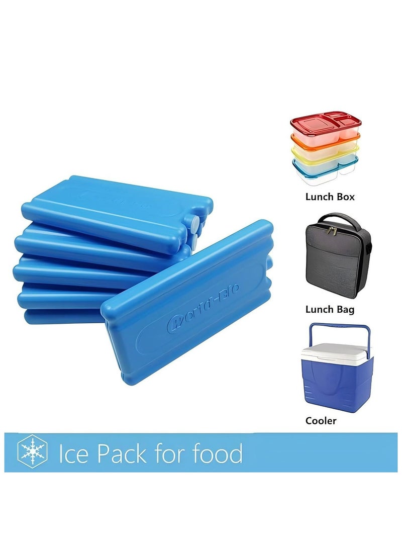 WORLD-BIO - 6-Piece Ice Packs for Cooler Long Lasting Reusable Freezer Packs for Lunch Box, Lunch Bag, Cooler Bag for Work, School, Picnic, Camping, Fishing and More, Keep Beverages Foods Cold & Fresh - Image 1