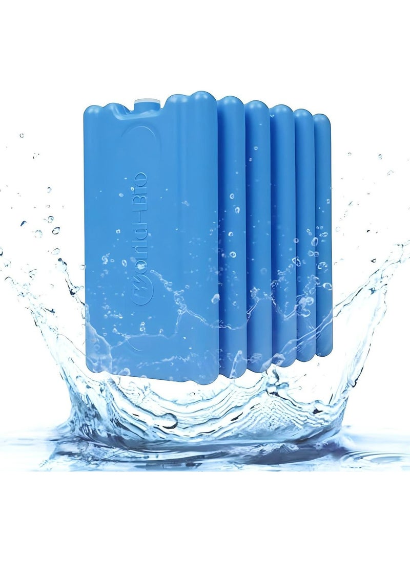 WORLD-BIO - 6-Piece Ice Packs for Cooler Long Lasting Reusable Freezer Packs for Lunch Box, Lunch Bag, Cooler Bag for Work, School, Picnic, Camping, Fishing and More, Keep Beverages Foods Cold & Fresh - Image 1