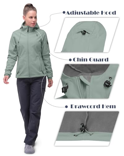 33,000ft Women's Softshell Jacket, Fleece Lined Warm Jacket Light Hooded Windproof Coat for Outdoor Hiking - Image 5