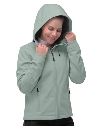 33,000ft Women's Softshell Jacket, Fleece Lined Warm Jacket Light Hooded Windproof Coat for Outdoor Hiking - Image 2
