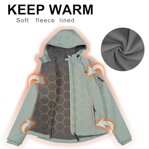 33,000ft Women's Softshell Jacket, Fleece Lined Warm Jacket Light Hooded Windproof Coat for Outdoor Hiking - Image 3