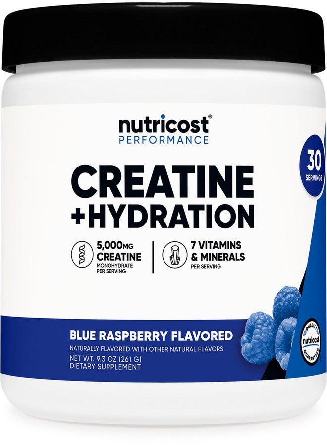 Nutricost نوتريكوست كرياتين مونوهيدرات + ترطيب بنكهة توت أزرق (30 حصة) - 7 فيتامينات ومعادن، 5000 ملغ من الكرياتين لكل حصة - Image 1