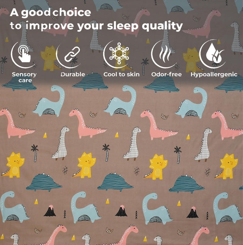 FRESH FROM LOOM Wrinkle Free Glace Animal Print Cotton Bedsheet for Kids with 2 Pillow Cover| Soft Skin Friendly | Anti Fade (Double Bed King Size 90x90 Inches/Rosy/Dinosaur), 144 TC - Image 3