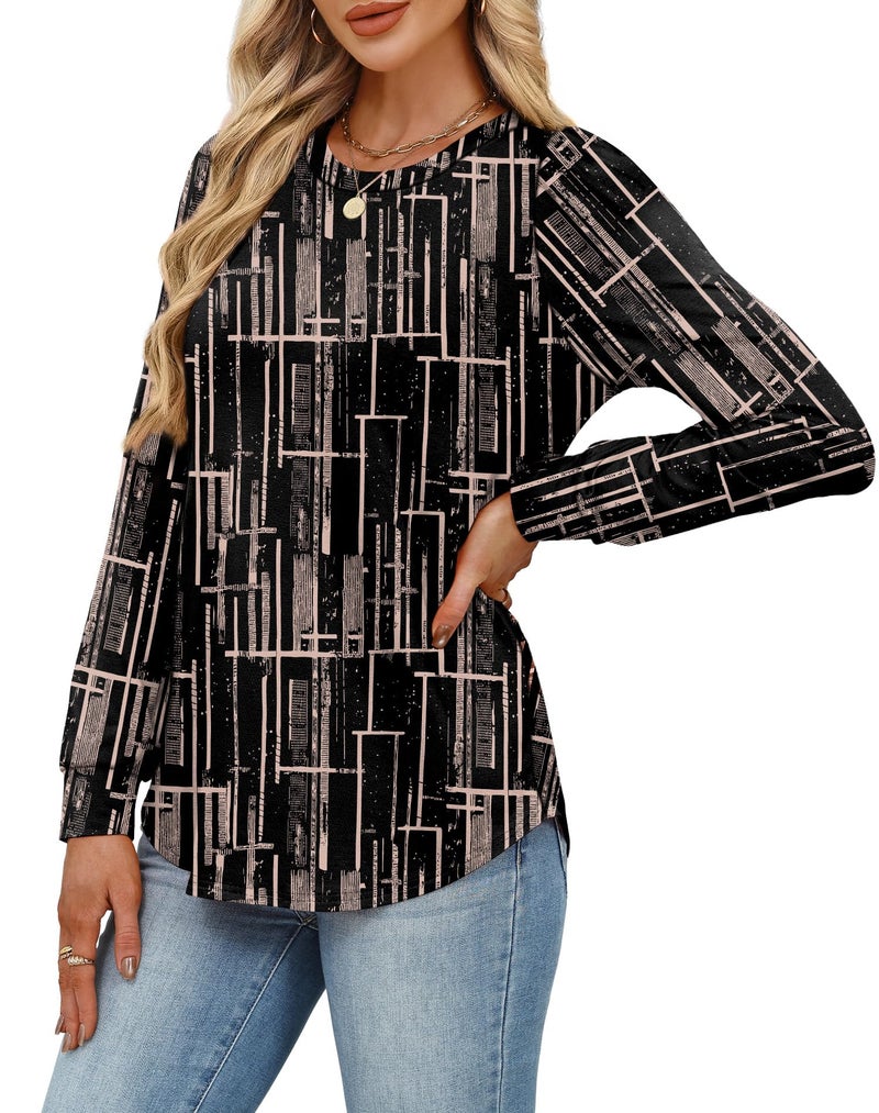 Alaroo Long Sleeve Shirts Tunic Boho Tops for Women Fall Fashion Basic Crewneck Sweatshirts Trendy Clothes Print 31 XL - Image 4