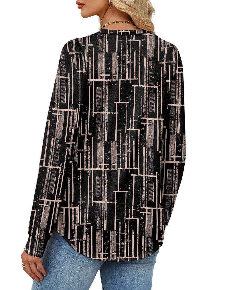 Alaroo Long Sleeve Shirts Tunic Boho Tops for Women Fall Fashion Basic Crewneck Sweatshirts Trendy Clothes Print 31 XL - Image 5