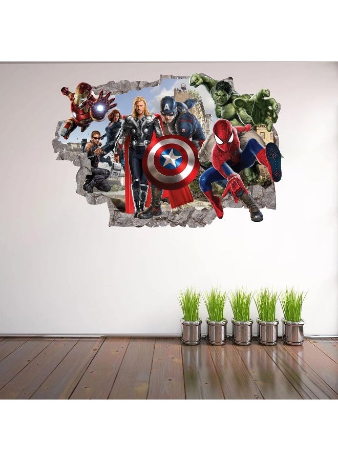 Wthh Superhero Wall Decal - Kids Removable Vinyl Wall Sticker - Boys Room Self-Adhesive Mural Kids Bedroom Living Room Game Room Wall Decor - 24"x16" (Large) - Image 2