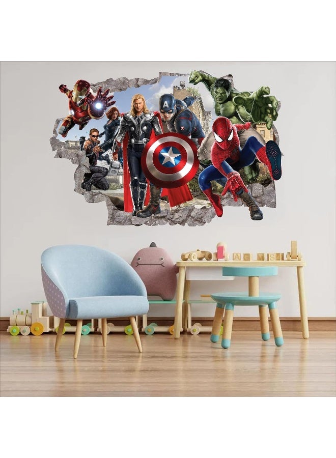 Wthh Superhero Wall Decal - Kids Removable Vinyl Wall Sticker - Boys Room Self-Adhesive Mural Kids Bedroom Living Room Game Room Wall Decor - 24"x16" (Large) - Image 5