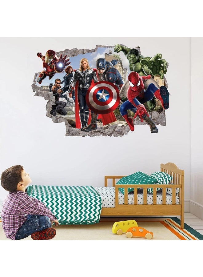Wthh Superhero Wall Decal - Kids Removable Vinyl Wall Sticker - Boys Room Self-Adhesive Mural Kids Bedroom Living Room Game Room Wall Decor - 24"x16" (Large) - Image 3