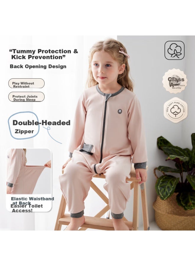 Shanbaomay Spring Autumn Children's Cotton Zipper One-piece Pajamas Uni Baby Sleep Sack Homewear Sweat-wicking Lemon Yellow Size 100 - Image 1