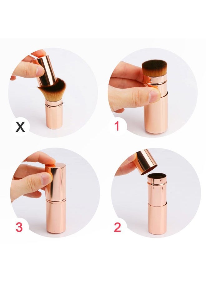 UNIMEIX - Foundation Brush for Liquid Makeup Flat Retractable Kabuki Brush Sunscreen Applicator for Kids, Bronzer, Cream or Flawless Powder Makeup (Gold) - Image 1