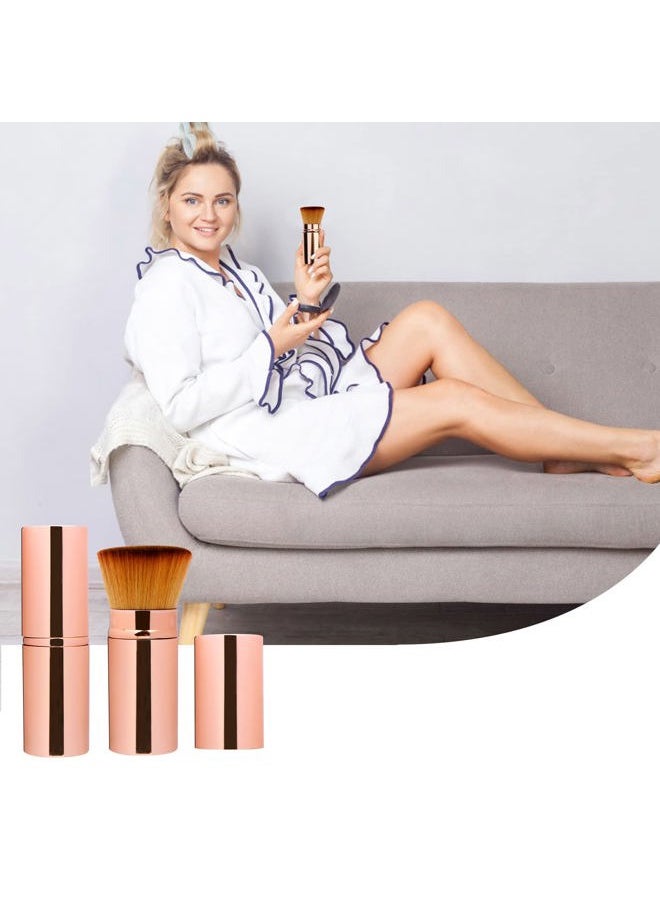 UNIMEIX - Foundation Brush for Liquid Makeup Flat Retractable Kabuki Brush Sunscreen Applicator for Kids, Bronzer, Cream or Flawless Powder Makeup (Gold) - Image 1