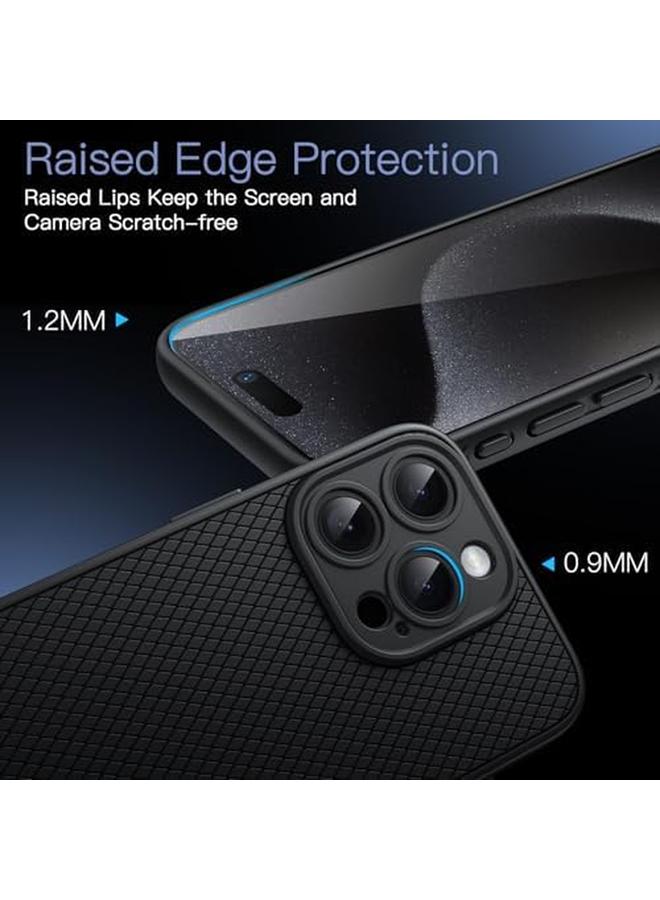 جي تيك جراب قبضة لهاتف Iphone 15 Pro مقاس 6.1 بوصة من مادة TPU الناعمة وغطاء حماية رفيع مناسب للهاتف مع عدسة كاميرا حماية كاملة ومضاد للصدمات من التيتانيوم الأسود - Image 4