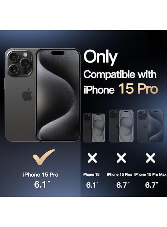 جي تيك جراب قبضة لهاتف Iphone 15 Pro مقاس 6.1 بوصة من مادة TPU الناعمة وغطاء حماية رفيع مناسب للهاتف مع عدسة كاميرا حماية كاملة ومضاد للصدمات من التيتانيوم الأسود - Image 2