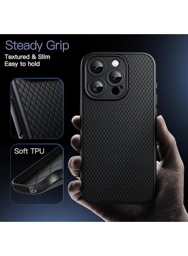 جي تيك جراب قبضة لهاتف Iphone 15 Pro مقاس 6.1 بوصة من مادة TPU الناعمة وغطاء حماية رفيع مناسب للهاتف مع عدسة كاميرا حماية كاملة ومضاد للصدمات من التيتانيوم الأسود - Image 3