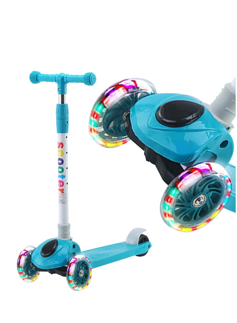 Portable Adjustable Kick Scooter for Kids, 4 Adjustable Height Foldable Scooter, Pu Led Wheels, 3 Wheel Scooter for Kids for Girls and Boys Outdoor Learn - Image 1