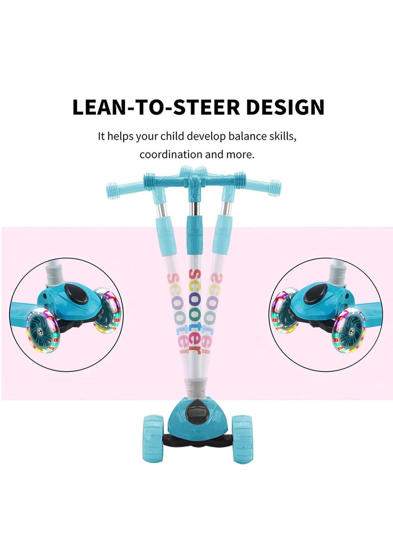 Portable Adjustable Kick Scooter for Kids, 4 Adjustable Height Foldable Scooter, Pu Led Wheels, 3 Wheel Scooter for Kids for Girls and Boys Outdoor Learn - Image 2