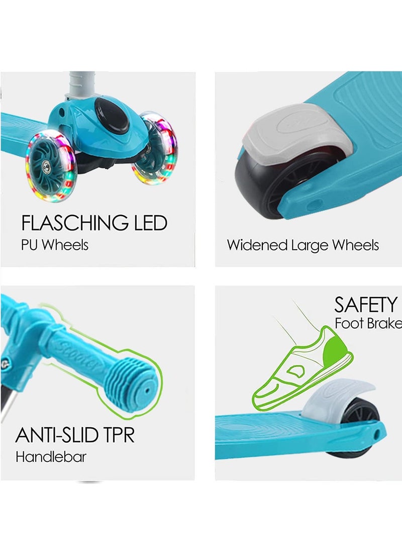 Portable Adjustable Kick Scooter for Kids, 4 Adjustable Height Foldable Scooter, Pu Led Wheels, 3 Wheel Scooter for Kids for Girls and Boys Outdoor Learn - Image 3