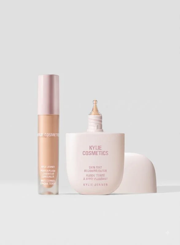 كايلي كوزمتيكس skin tint blurring elixir & power plush concealer duo, 15% savings
