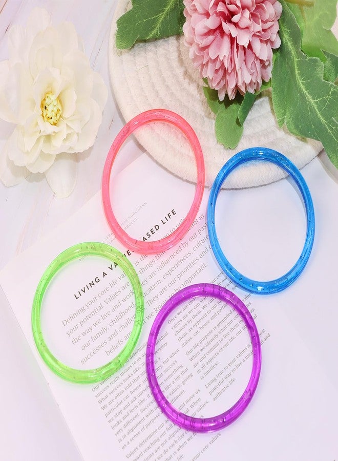 PENTA ANGEL Glitter Bangle Bracelets 8Pcs Retro Neon 80s 90s Costume Party Wrist Band Play Bracelets Plastic Ring for Women Men… - Image 3