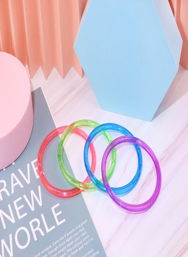 PENTA ANGEL Glitter Bangle Bracelets 8Pcs Retro Neon 80s 90s Costume Party Wrist Band Play Bracelets Plastic Ring for Women Men… - Image 4