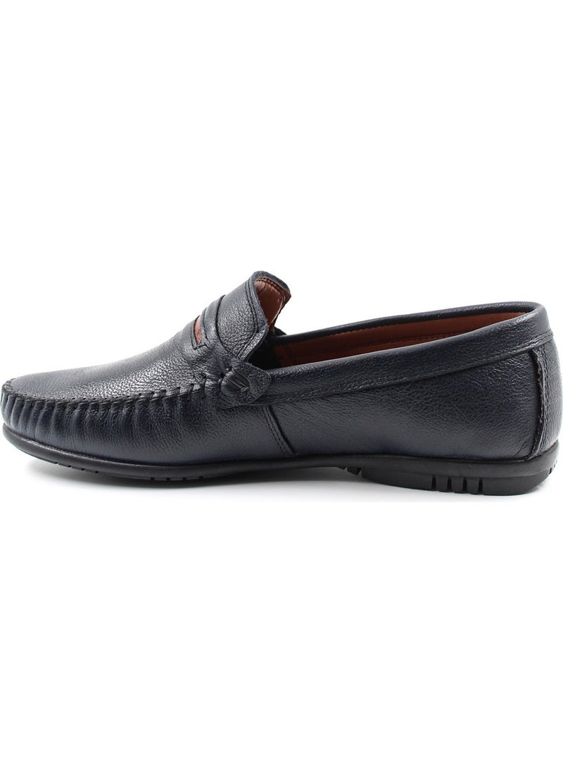 Fast Step - Genuine Leather Navy Blue Men's Casual Shoes 585ma203 - Image 1
