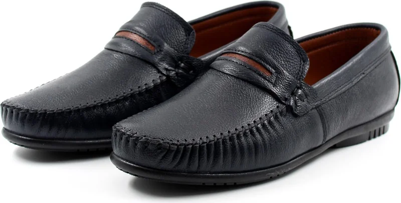 فاست ستيب Genuine Leather Navy Blue Men's Casual Shoes 585ma203