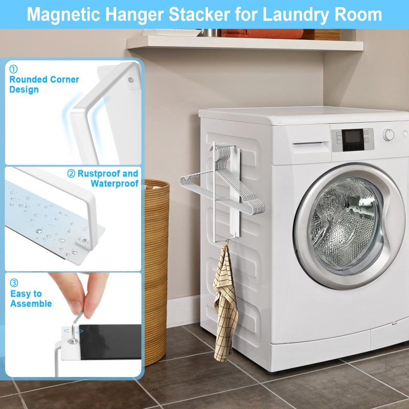 Seropy Hanger Organizer Magnetic Hanger Holder for Washing Machine Laundry Room Organization,Clothes Hangers Stacker Coat Hanger Stacker Stand Rack for Adult Kids Velvet Pants Hangers Storage - Image 4