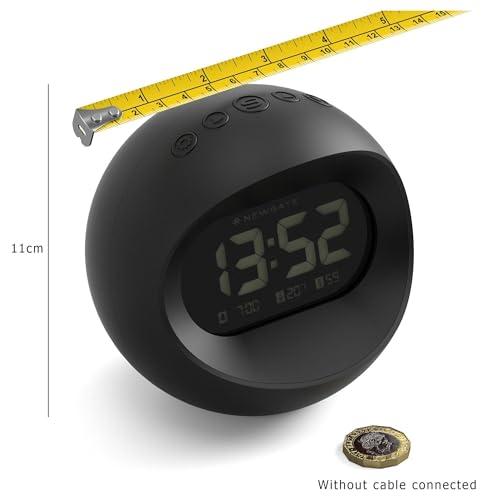 NEWGATE® Centre of The Earth Alarm Clock | Round Retro Digital LCD Clock | Black | Ideal for Bedside, Desk or Shelf | Retro Bedroom & Office Accessory - Image 5