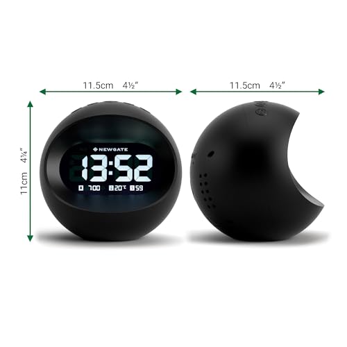 NEWGATE® Centre of The Earth Alarm Clock | Round Retro Digital LCD Clock | Black | Ideal for Bedside, Desk or Shelf | Retro Bedroom & Office Accessory - Image 4
