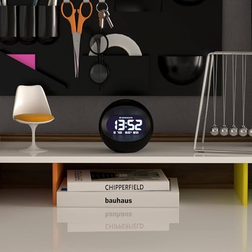 NEWGATE® Centre of The Earth Alarm Clock | Round Retro Digital LCD Clock | Black | Ideal for Bedside, Desk or Shelf | Retro Bedroom & Office Accessory - Image 3