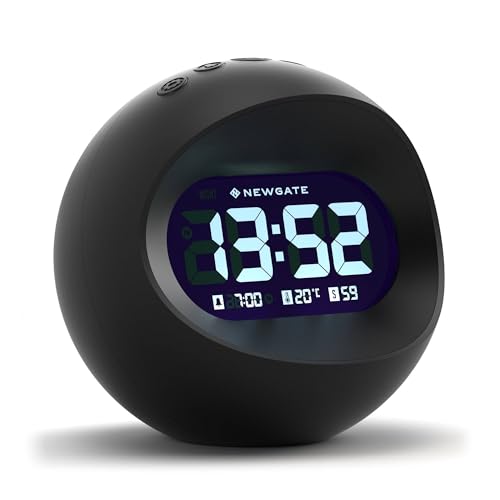 NEWGATE® Centre of The Earth Alarm Clock | Round Retro Digital LCD Clock | Black | Ideal for Bedside, Desk or Shelf | Retro Bedroom & Office Accessory - Image 2