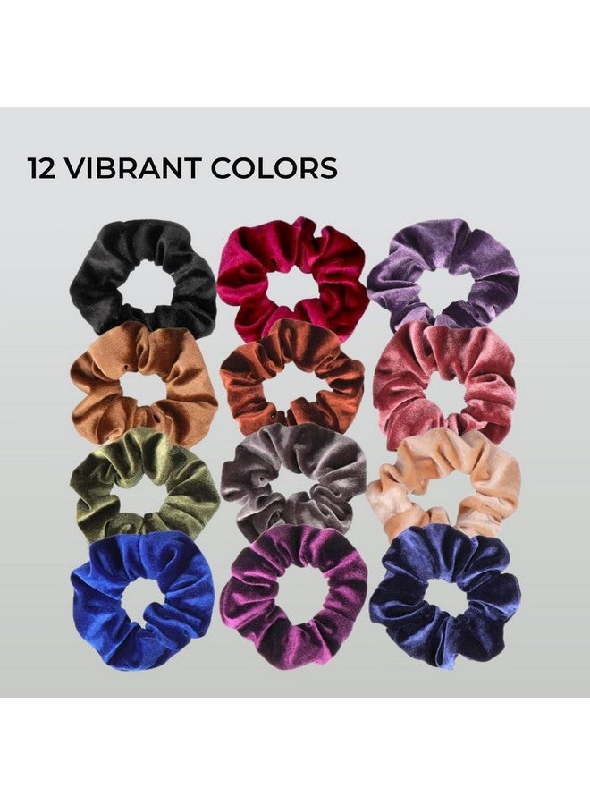 CHIROGRAPHY Velvet Hair Scrunchies and Bobbles - Soft Elastic Ponytail Holders for Women, Girls | Multi-Colored, Gentle and Comfortable Hair Ties (Pack of 12) - Image 5